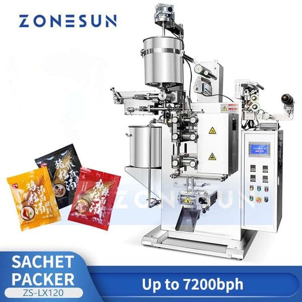 ZONESUN ZS-LX120 Automatic VFFS Sachet Packaging Machine for Sauce Ketchup Chili Paste Pouch Filling