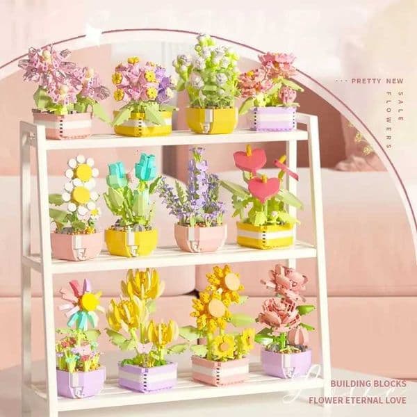 Flowers Plants Bonsai Building Blocks Succulent Potted Assembly Bricks Model Desktop Decoration Girl Toys Kids Holiday Gifts X251029