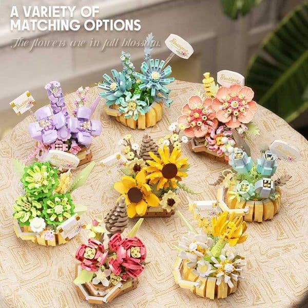 Flower Bouquet Building Blocks Succulents Artificial Basket Kits DIY Bonsai Gardens Bricks DIY Potted Plants Model Toys for Kids X251029