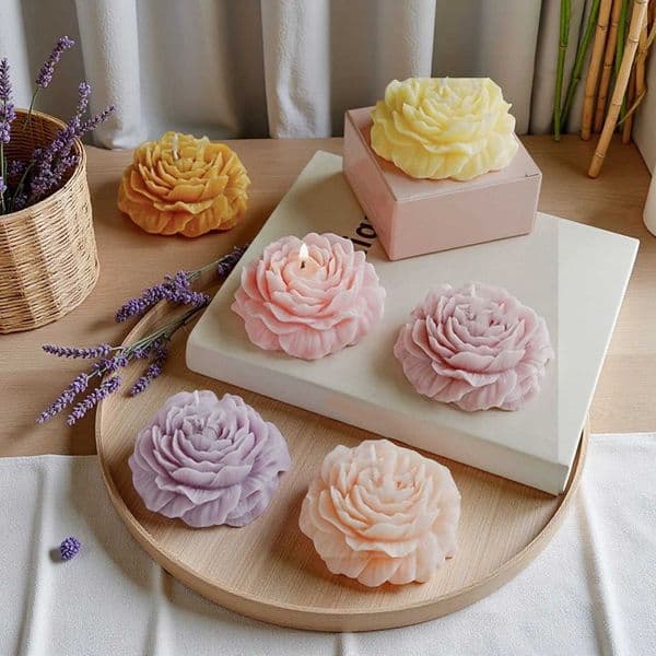 1pc Handmade Peony FlowerShaped Scented Candle with LongLasting Fragrance for Home Decor Relaxation Ideal for BedroomSpaXJ251029