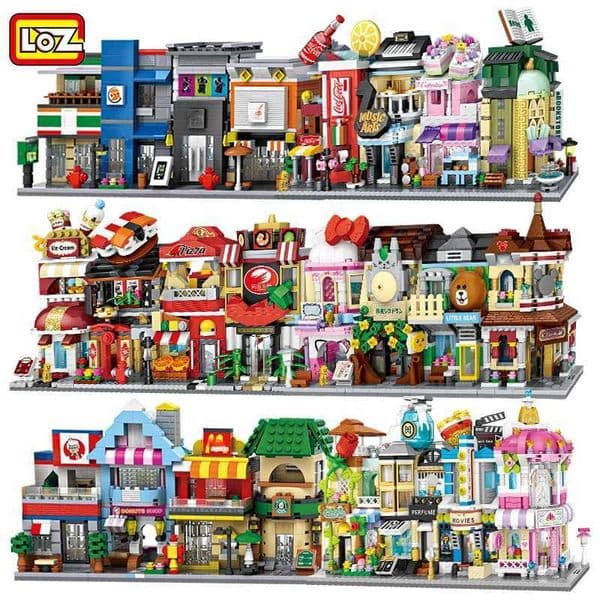 LOZ Blocks FUN Ideas Mini Street Store Toy Small Flower Pisa Shop Brinquedos MOC City House Food Building Bricks Girl Gifts X251029