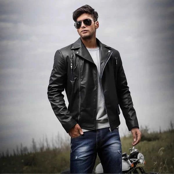 Cross border slim fit mens leather jacket casual jacket motorcycle suit American retro leather jacketT251029