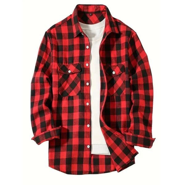 Mens Shirts Single Breaste Classic Plaid Smart Casual Flannel Shirt Long Sleeved Chest Two Pockets n Spring Autumn Men Tops 251029