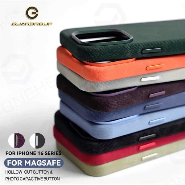 Luxury Fiber Leather For Case For iPhone 16 Pro Max 16Plus 16pro Camera Button Magnetic Wireless Charge Shockproof Cover M251029