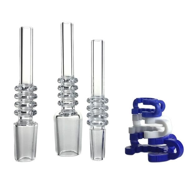 Goodsstore Quartz Tip Tester Straw Tube 10mm 14mm 18mm Male Mini Nectar Collector Keck Clip Kits Quartz Drip Tips for Glass Smoking