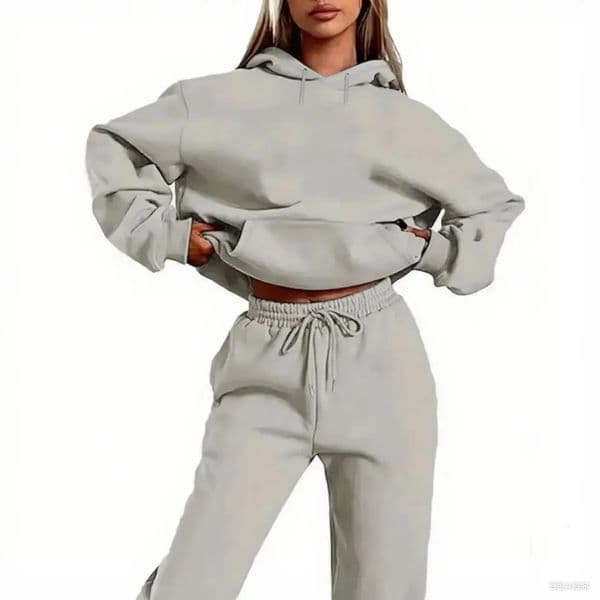 Autumn Woman Clothes Solid Color Casual Fashion Long Pants Sleeve Hoodie Two Piece Set Big Size WomenS Tracksuit 251028