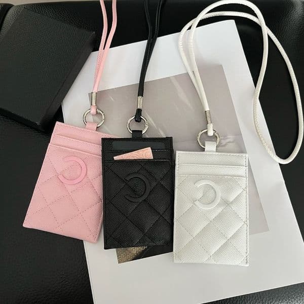 Designer Card Holder Keychain Fashion Card Holder Gift Accessories High-quality Leather ID Tag with Detachable Lanyard Variety Christmas and New Year Gifts