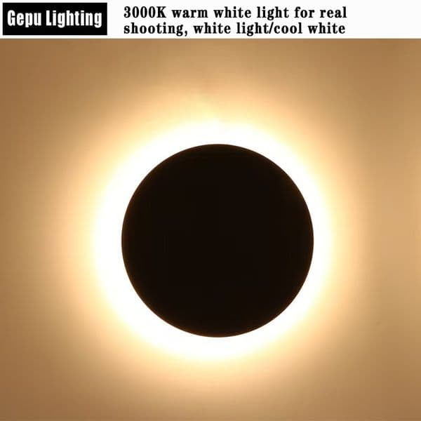Creative Simple LED Circular Wall Lamp 13/20/30CM Solar Eclipse Bedroom Night Lamp Living Room Corridor Garden Light Sconce