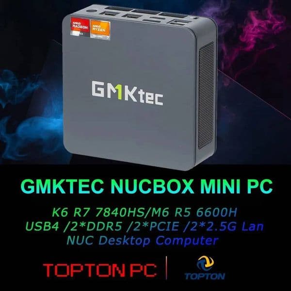GMKtec Mini PC Gaming M6 Ultra AMD Ryzen 5 7640HS Dual NIC LAN 25Gbps Desktop Computer USB40 HDMI DP USBC WiFi 6E
