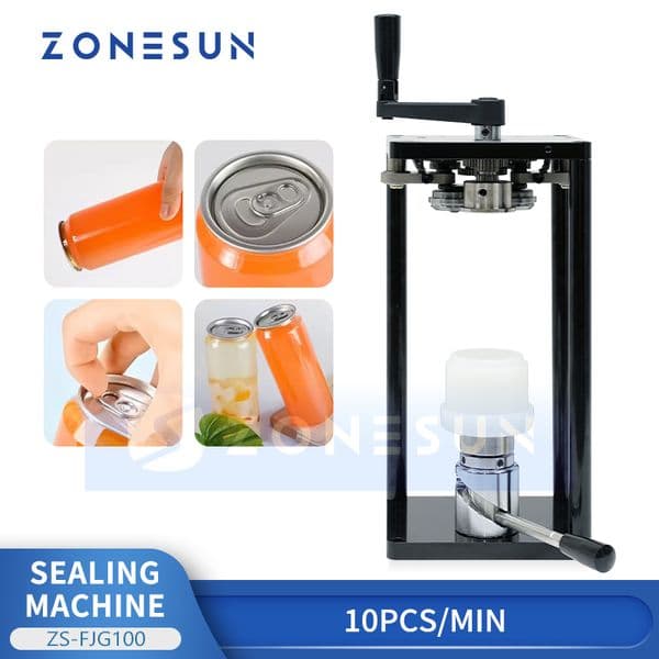 ZONESUN ZS-FJG100 Manual Can Seamer Tin Can Sealing Machine Hand Operated Metal Aluminum Can Closer Food Beverage Canning Packaging Equipment