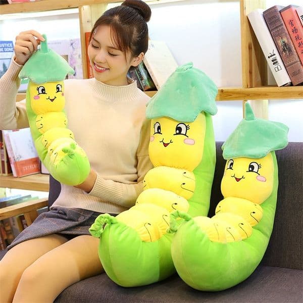 Caterpillar Silkworm Plush Toy Pillow Cushion Lotus Leaf Worm Doll Stuffed Animal Gift