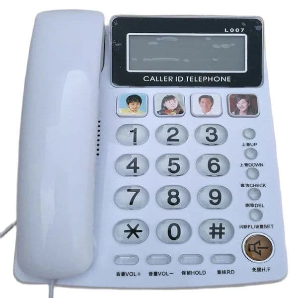 Desktop Phone Caller ID Telephone with 4 Picture Care FSK DTMF System Adjustable Volume Brightness Serphone for Senior 251024