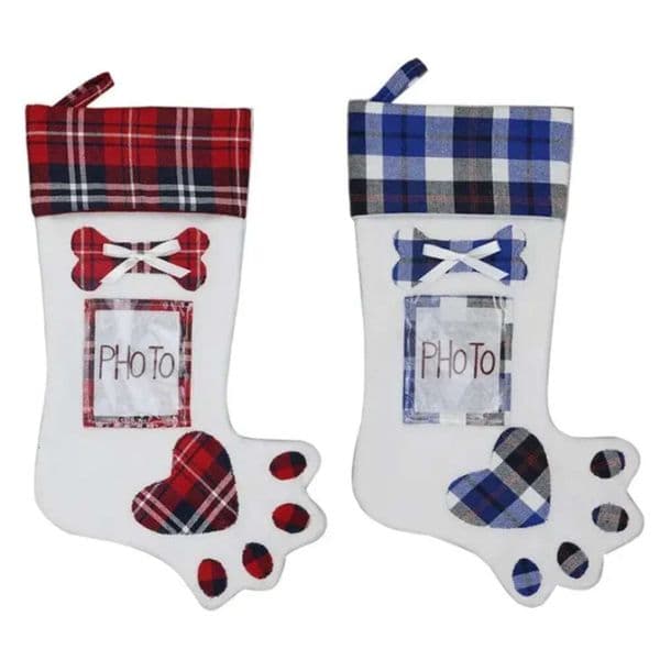 Christmas Tree Dog Paw Ornaments Stockings Soc With Photo Holder Home Party Holiday Decorations