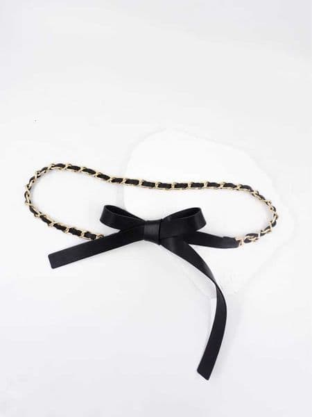 style sheepskin pierced leather belt with soft leather waist chain knotted fine belt elegant decorative chain beltW251031