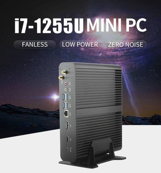 2023 New 12th Gen Fanless Intel Mini PC Core i7 1255U 1165G7 10710U Gaming PC Micro Desktop Computer NUC 4K HTPC 2DDR4 NVMe SSD