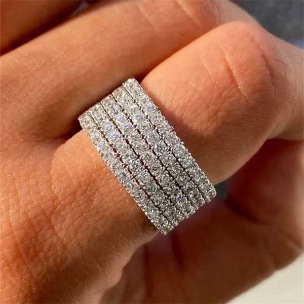 925 Sterling Silver Cubic Zirconia Rings for Women Wedding Simple Stylish Design Luxury Trendy Female Rings Sparkling Jewelry W251031