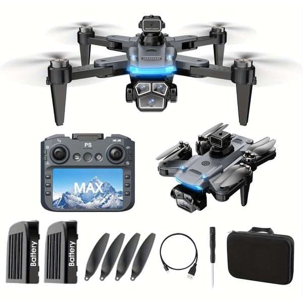 Foldable Portable Quadcopter | 4.3-Inch HD Screen Remote Control Drone With Dual Cameras, 150M Range, 1080P Video, Smart Obstacle Avoidance,
