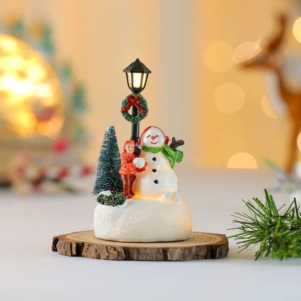 Cute Christmas Statue With Led Lights Country Scene Table Decoration Interior Gifts 251028