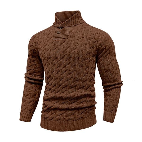 Mens Sweater Winter Shawl Collar Pullover Casual Cable Knit Button Sweaters Woolen Solid Color Tops US Size 251030