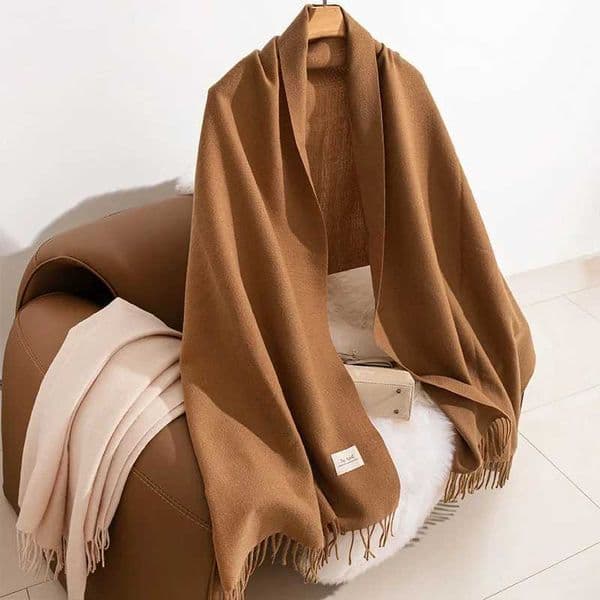2025 New Winter Cashmere Feel Women Scarf Light Blue Solid Color Fashion Wrap Shawl for Women Warm Neck Accessories C251031