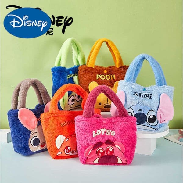 Disney Autumn and Winter Cute Plush Handbag Small Tote Portable Student Cartoon Bag Womens Bucket Bag Phone Bag H251031