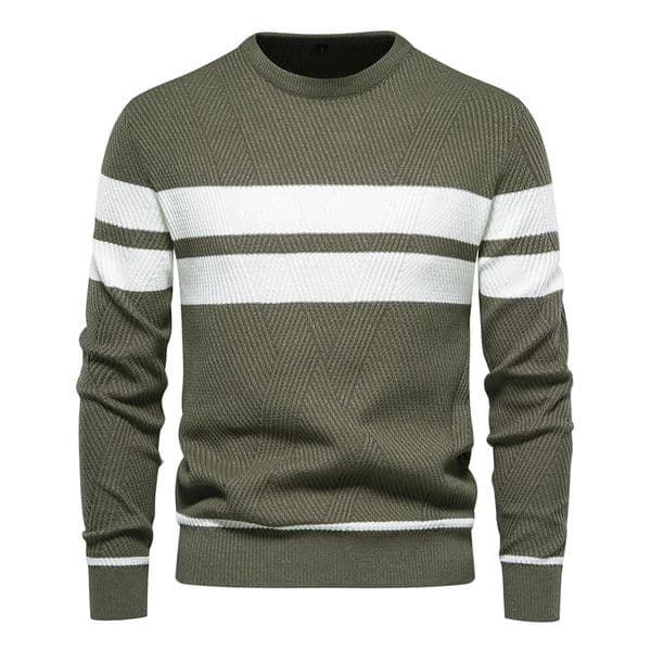 Autumn Pullover Mens Sweater Oneck Patchwork Long Sleeve Warm Slim Sweaters Men Casual Fashion Clothing 251030