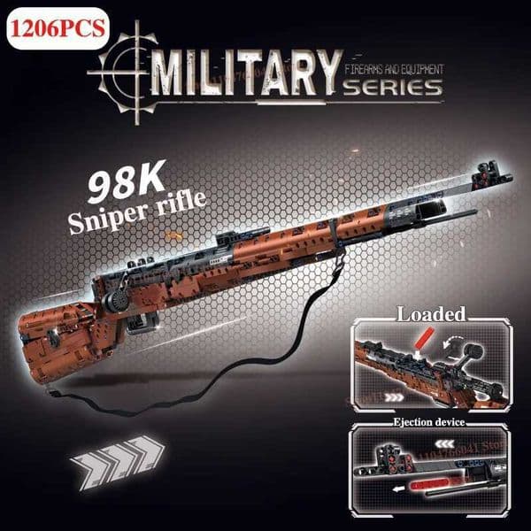 2025 New 1206PCS 98K Style Building Block Rifle Model Kit DIY Assembly Toy Military Collectible Creative Construction Boys Toys L251030N4SE