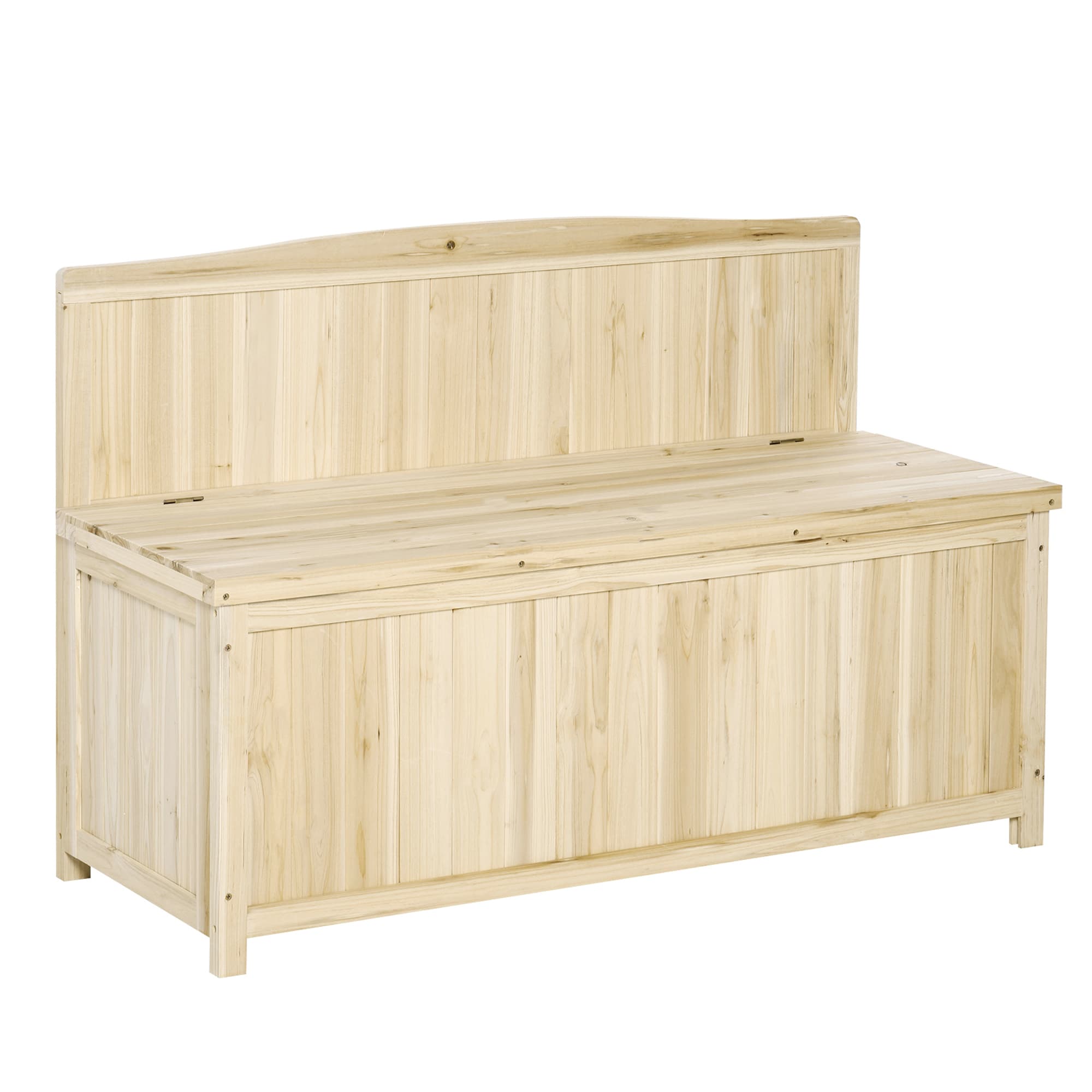Outsunny Garden Arch Wood Bench Outdoor Storage Box Garden Furniture Chair 115L x 45W x 75Hcm | Aosom UK