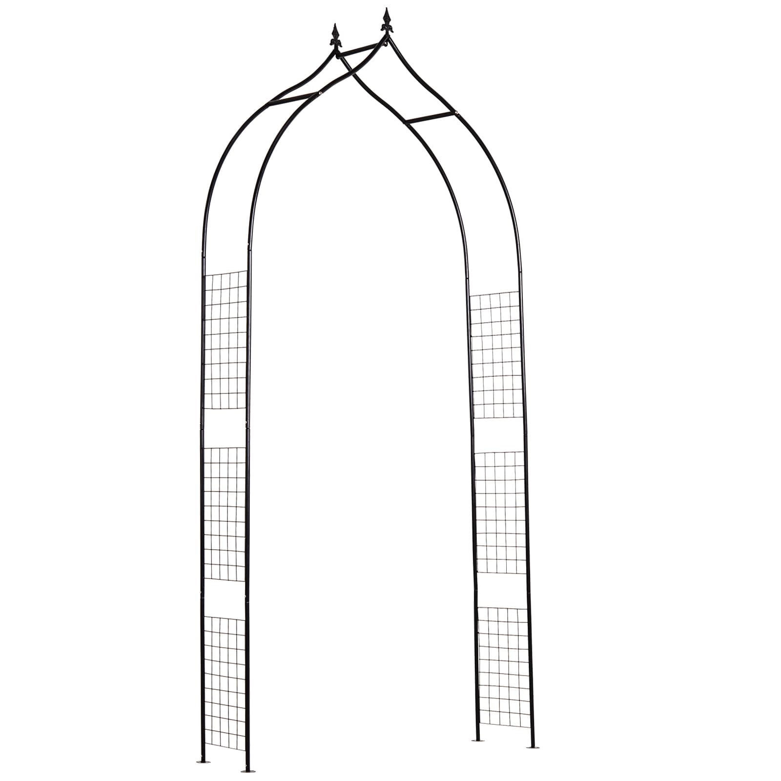 Outsunny Steel Frame Backyard Metal Pergola for Plants & Trellis Garden Arch Black | Aosom UK
