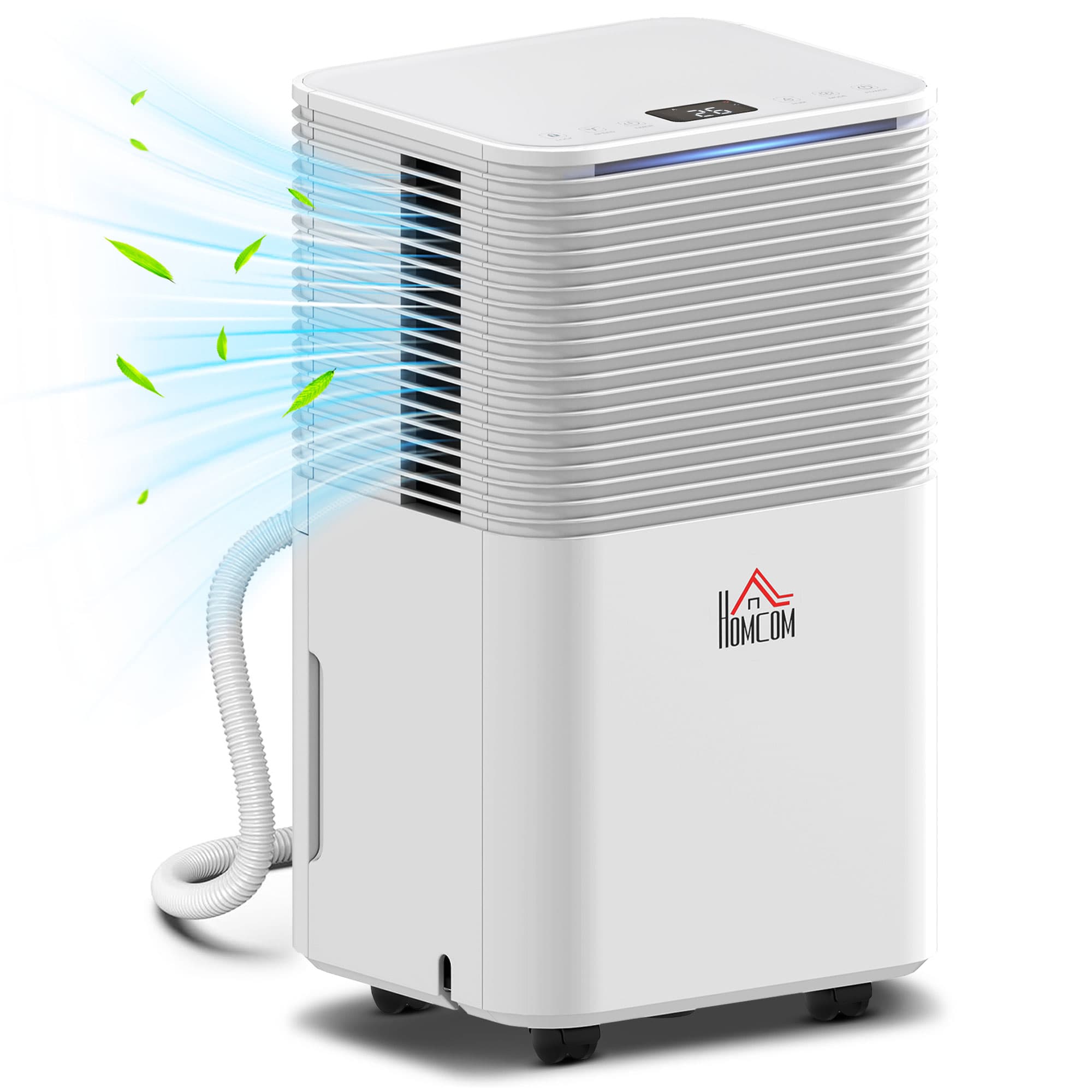 HOMCOM 10L/Day Quiet Compact Dehumidifier for Home Laundry Room Bedroom, Electric Moisture Air Dryer with 3 Modes | Aosom UK