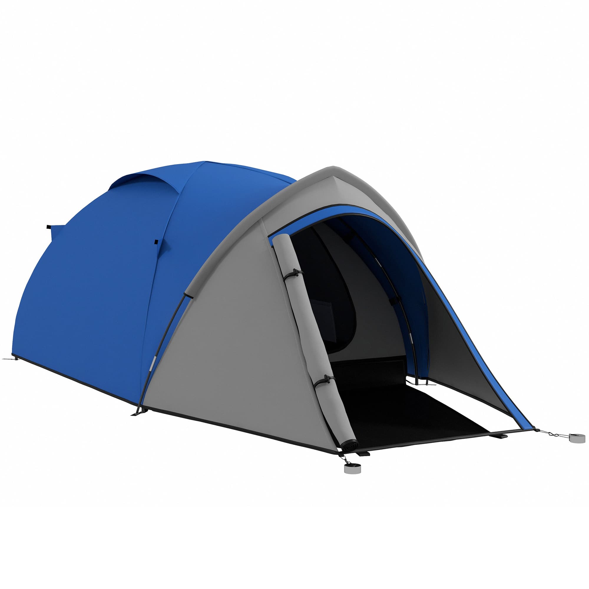 Outsunny Waterproof 2-Person Dome Camping Tent with Large Viewing Windows, Quick Setup, Blue and Grey
