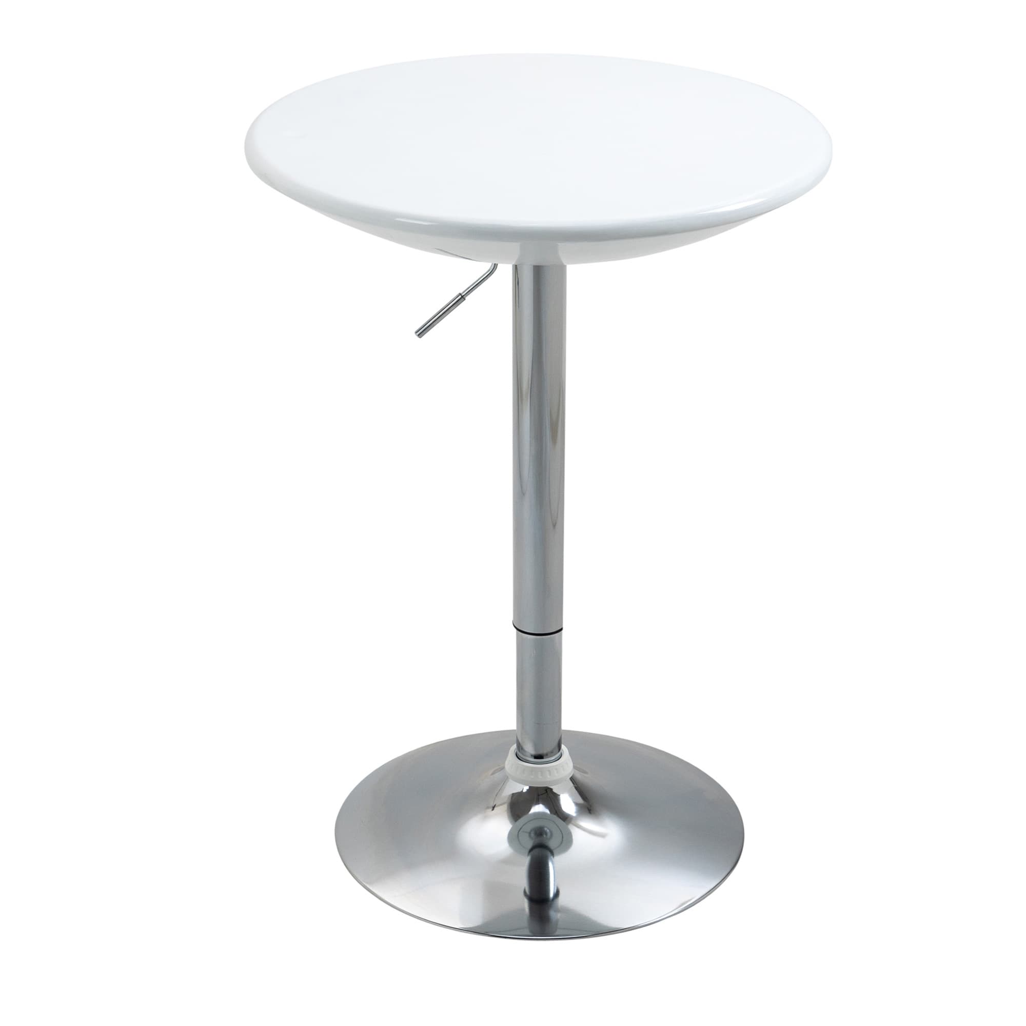 HOMCOM Modern Round Bar Table Adjustable Height Home Pub Bistro Desk Swivel Painted Top with Silver Steel Leg and Base, White | Aosom UK