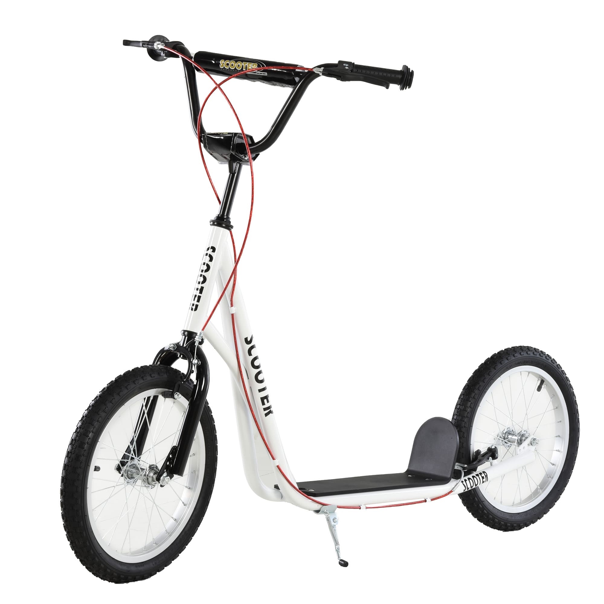 HOMCOM Trick scooter for Teens and Kids, Kick Scooter with Adjustable Handlebar, Dual Brakes, for Boys and Girls Aged 5+ Years Olds, White | Aosom UK