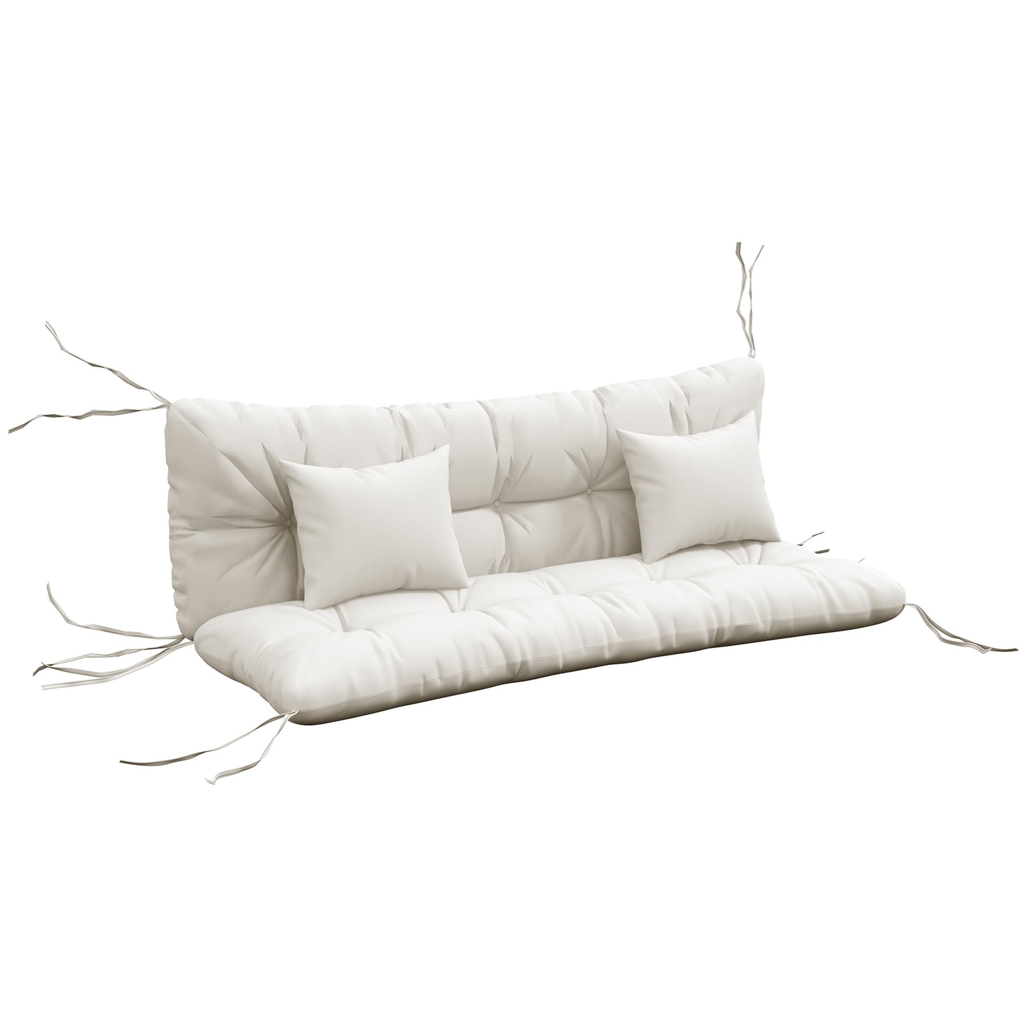 Outsunny Patio Chair Cushion Set with Back and Seat Cushions, 4-Piece, Ties Included, White | Aosom UK