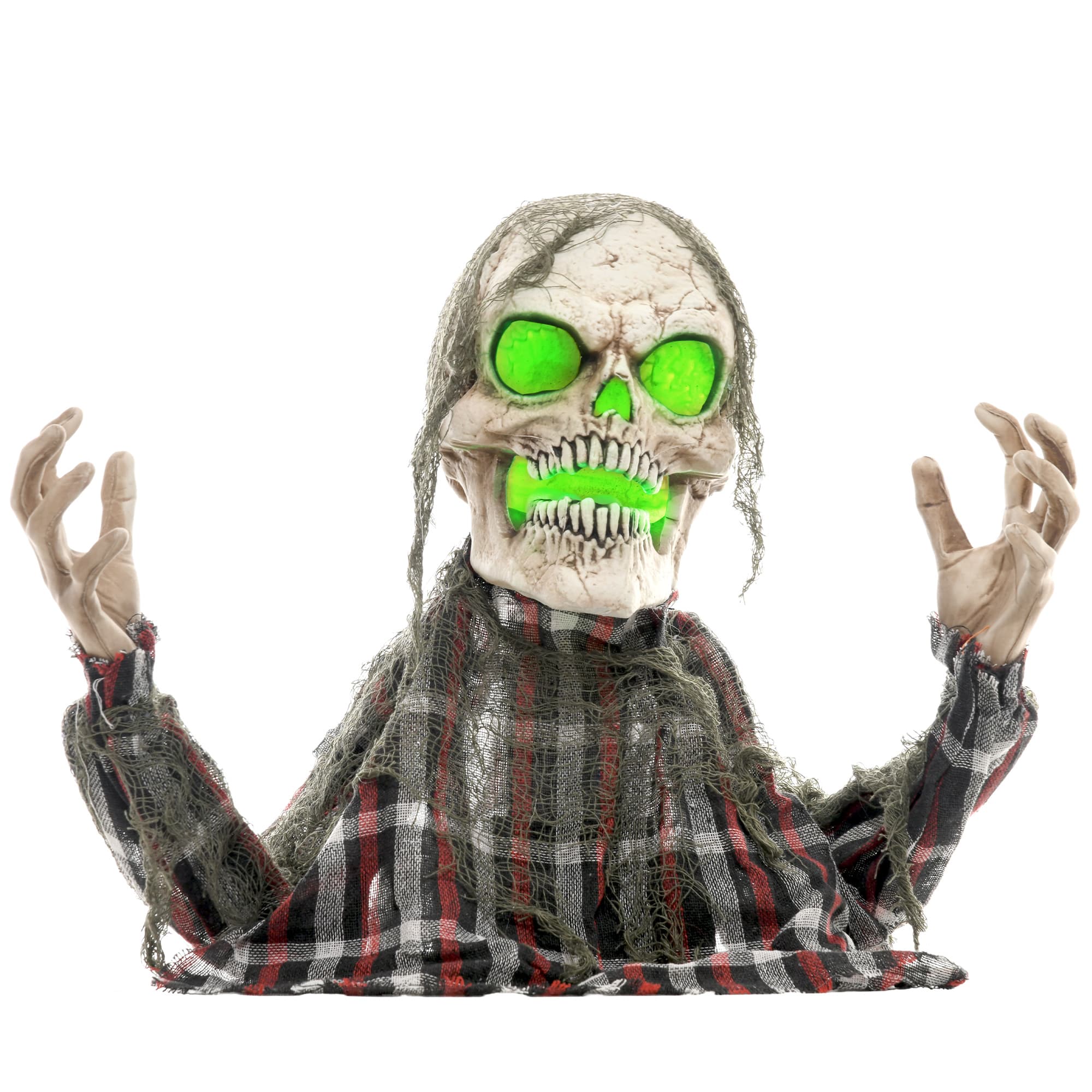 HOMCOM 70cm 28" Groundbreaker Skeleton Outdoor Halloween Decoration, Halloween Animatronic w/ Sound Activated, Light Up Eyes, Sound | Aosom UK