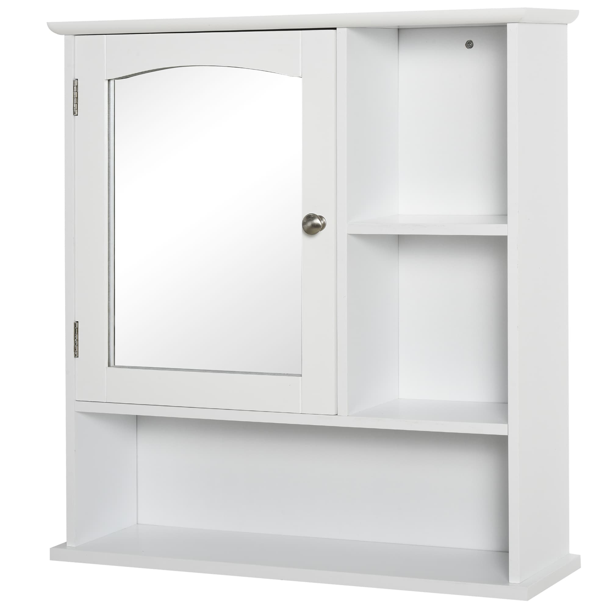 Kleankin Wall Mounted Bathroom Cabinet with Mirror, Adjustable Shelf Storage Organiser for Bathroom, Kitchen, Bedroom, White | Aosom UK