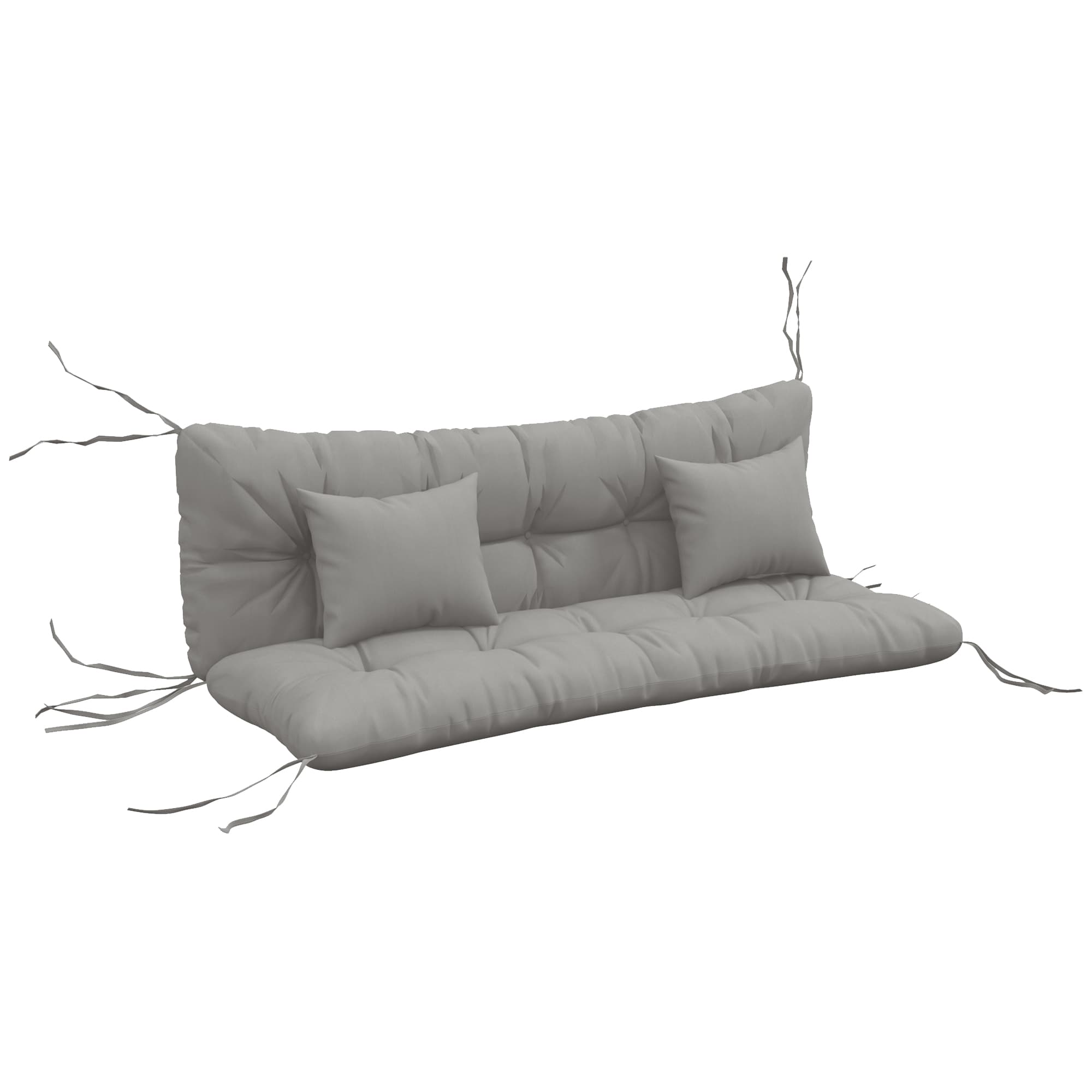 Outsunny 4-Piece Back and Seat Cushion Replacement with 2 Pillows, Patio Chair Cushions Set with Ties, Light Grey | Aosom UK