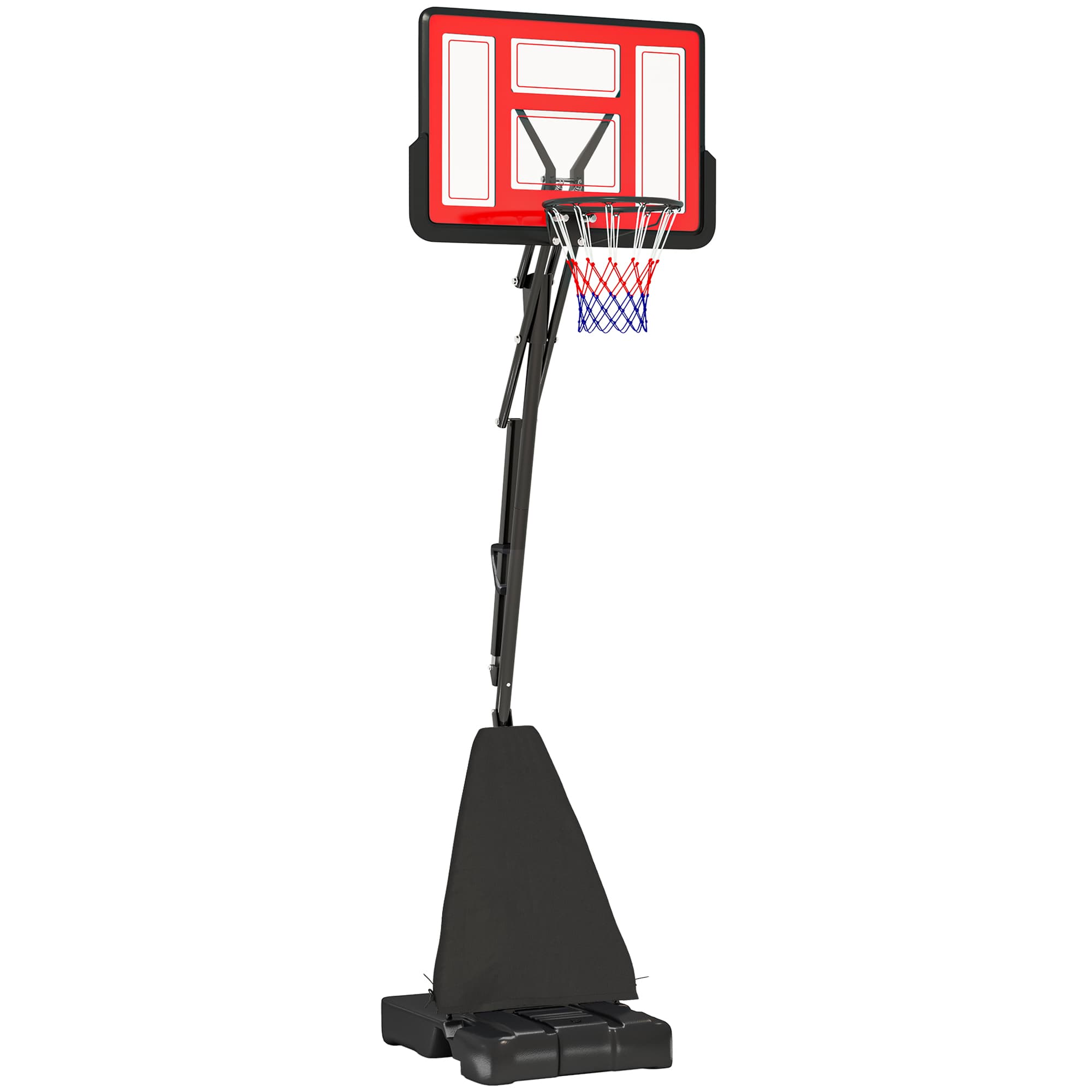 SPORTNOW Basketball Hoop Outdoor, Height Adjustable Basketball Hoop and Stand with Weighted Base, Portable on Wheels, 2.45-3.05m, Red | Aosom UK