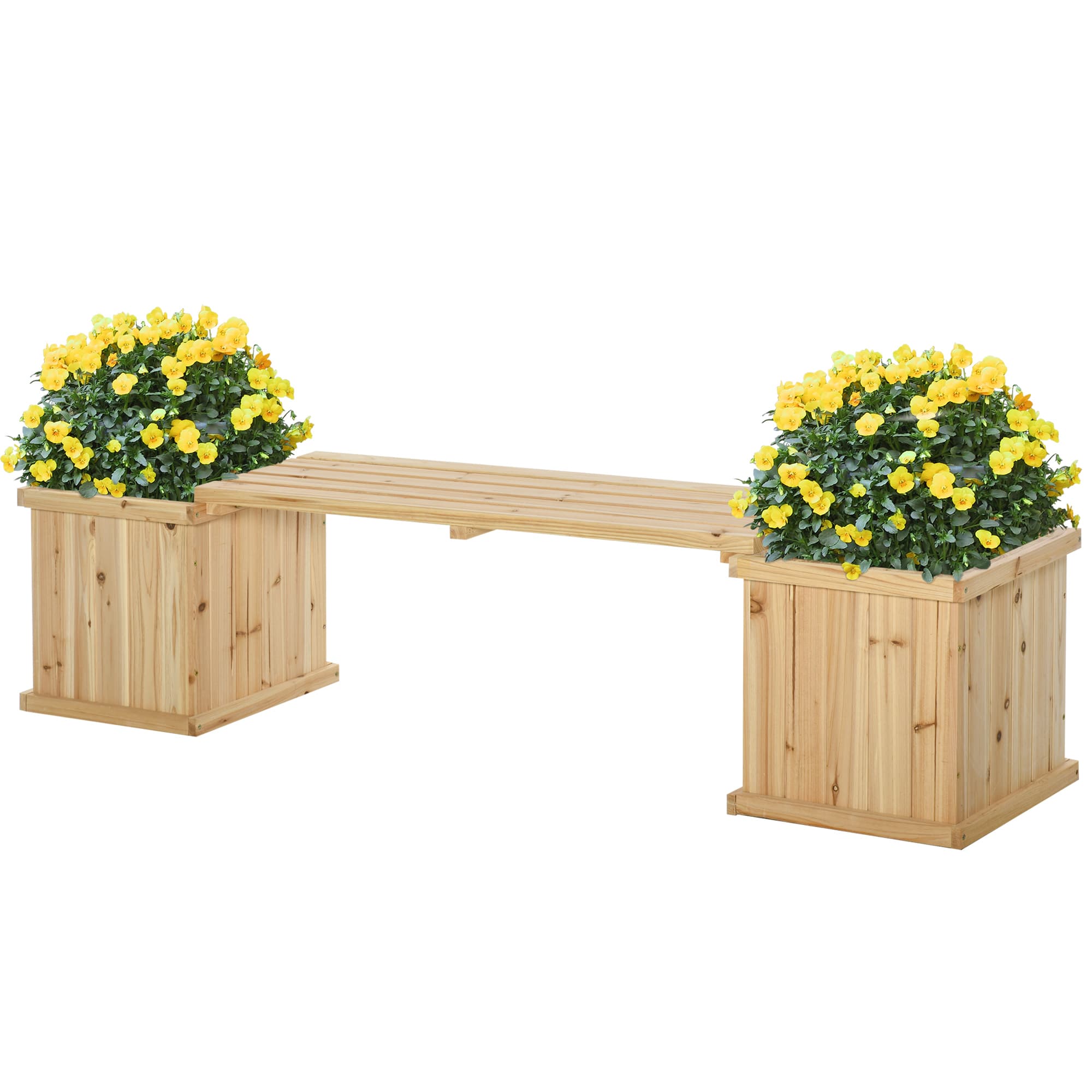 Outsunny Raised Garden Bed, Dual-Purpose Garden Boxes with Bench, Wooden Patio Furniture, 176 x 38 x 40 cm | Aosom UK