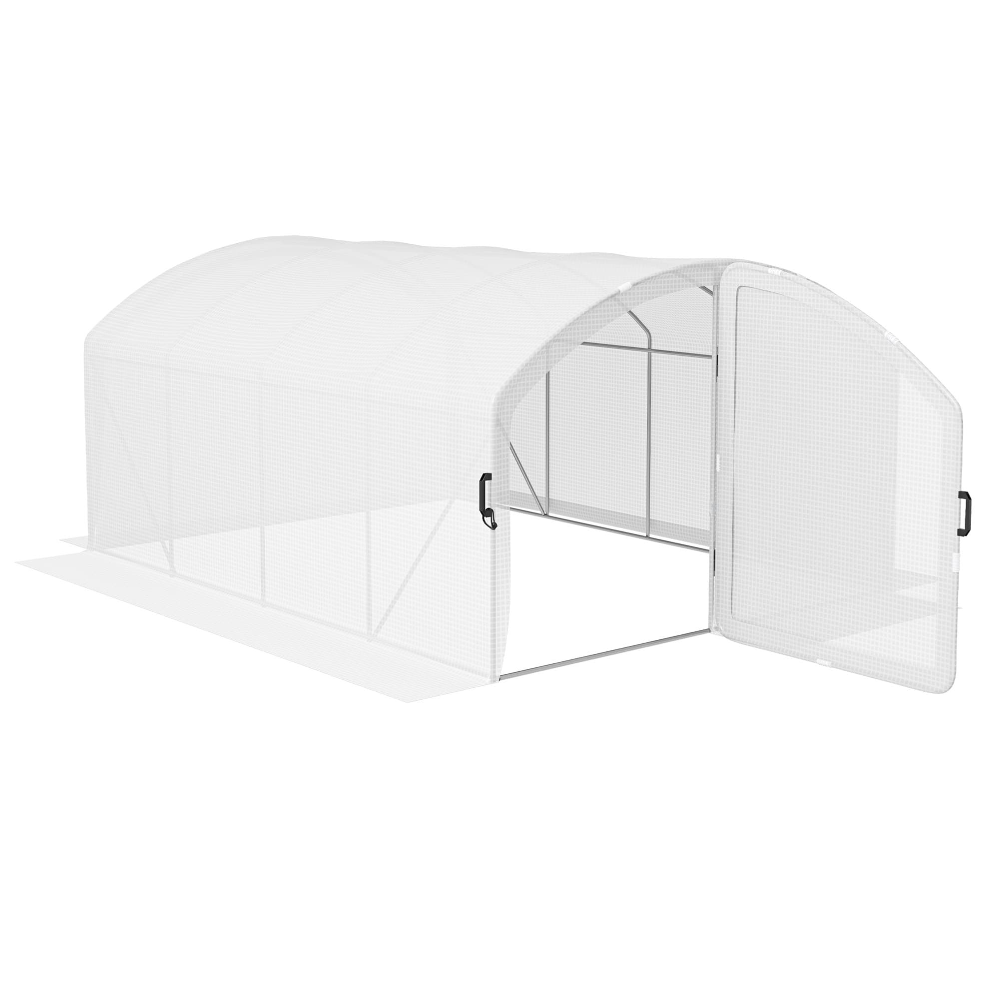 Outsunny Polytunnel Greenhouse Walk-in Grow House with UV-resistant PE Cover, Door and Galvanised Steel Frame, 2 x 3 x 2m, White thumbnail 2