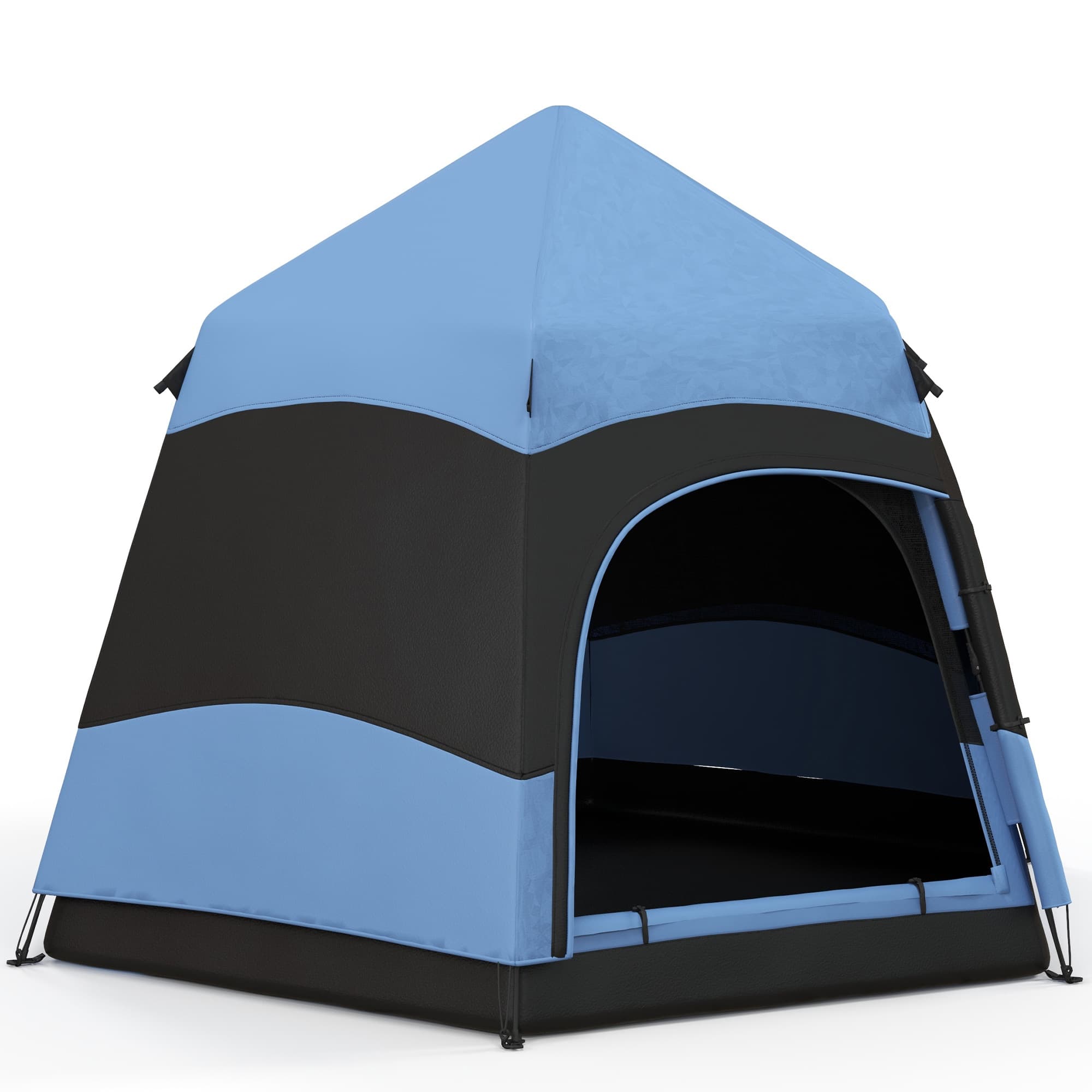 Outsunny Double Layer Dome Tent w/ Rainfly and Welded Floor, 4 Man Hexagon Pop Up Tent, Portable Camping Shelter w/ Hang Hook and Carry Bag