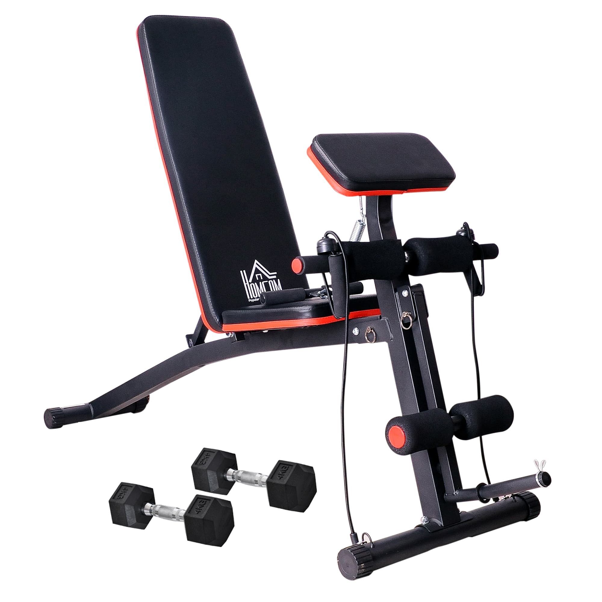HOMCOM Adjustable Reclined Dumbbell Bench Weight Lifting Set Folding Sit Up Ab Bench Home Training Gym Multiuse Workout Exercise Fitness | Aosom UK