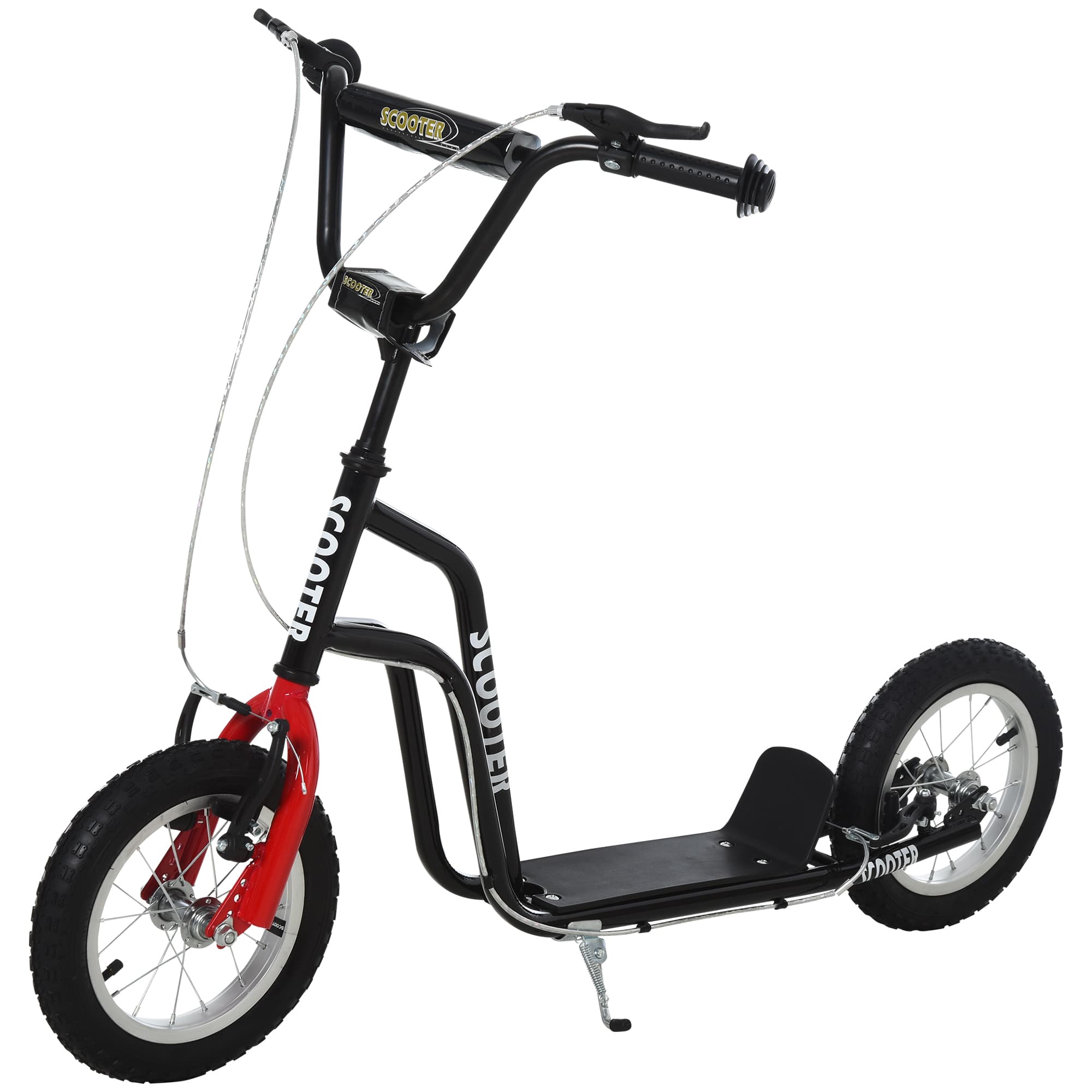 HOMCOM Kids Kick Scooter with Height Adjustable Handlebar, Steel Frame, Smooth Ride Wheels, Outdoor Scooter, Black & Red | Aosom UK