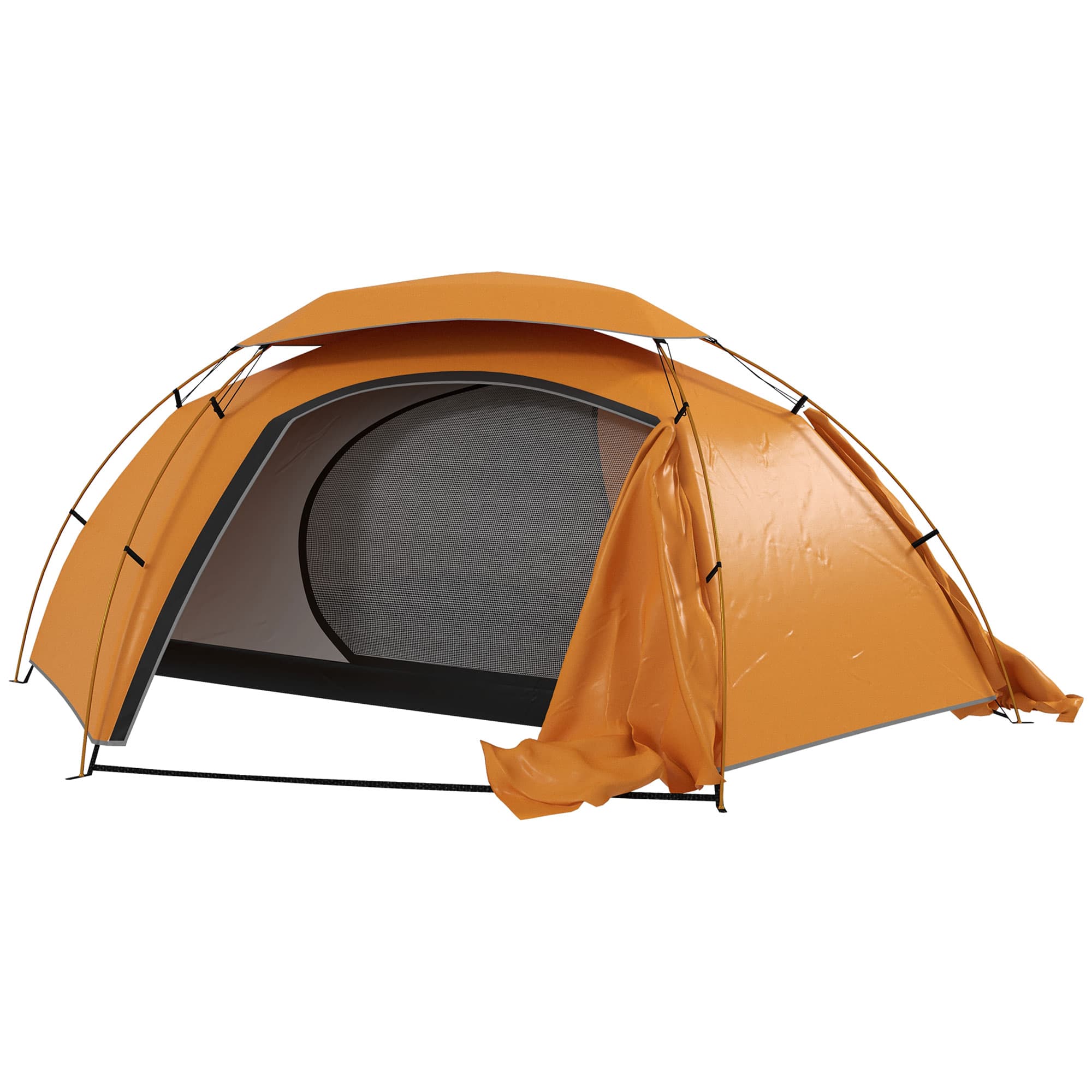 Outsunny Dome Camping Tent with Aluminium Frame, 2000mm Waterproof, Removable Rainfly, for 1-2 Persons, Orange | Aosom UK