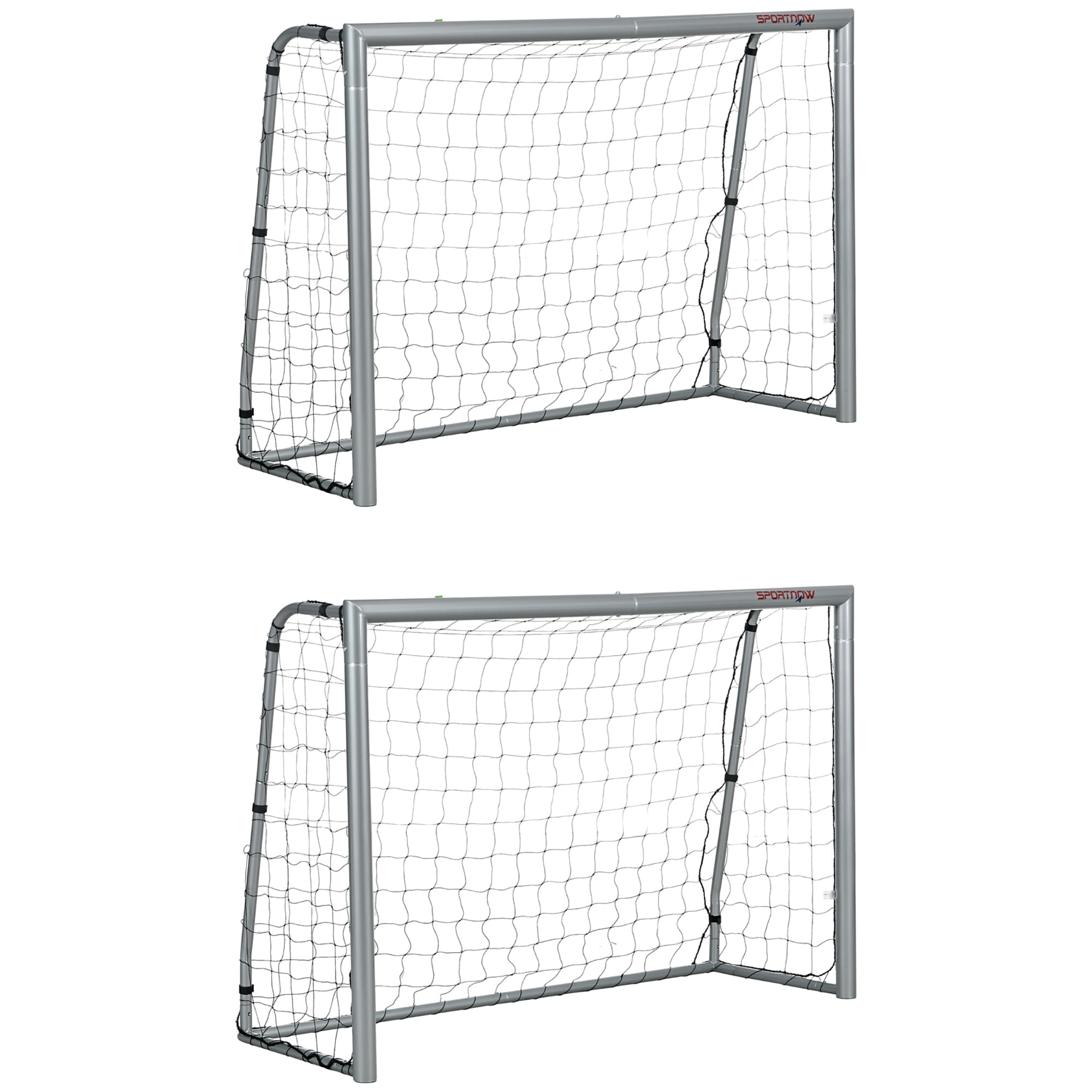 SPORTNOW 8ft x 5ft Football Goal, Set of 2 Football Net for Garden, Training Goal with Ground Stakes, Steel Frame | Aosom UK