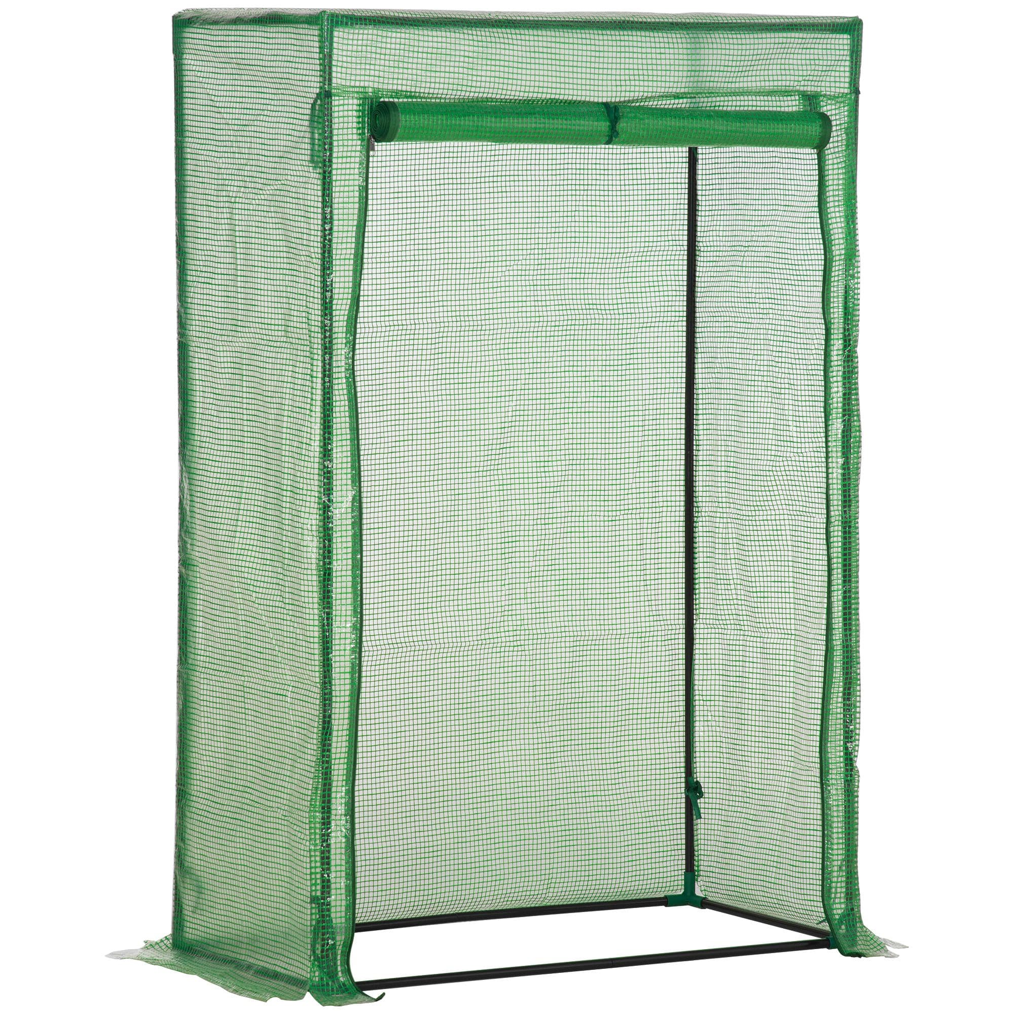 Outsunny 100 x 50 x 150cm Greenhouse Steel Frame PE Cover with Roll-up Door Outdoor for Backyard, Balcony, Garden, Green | Aosom UK
