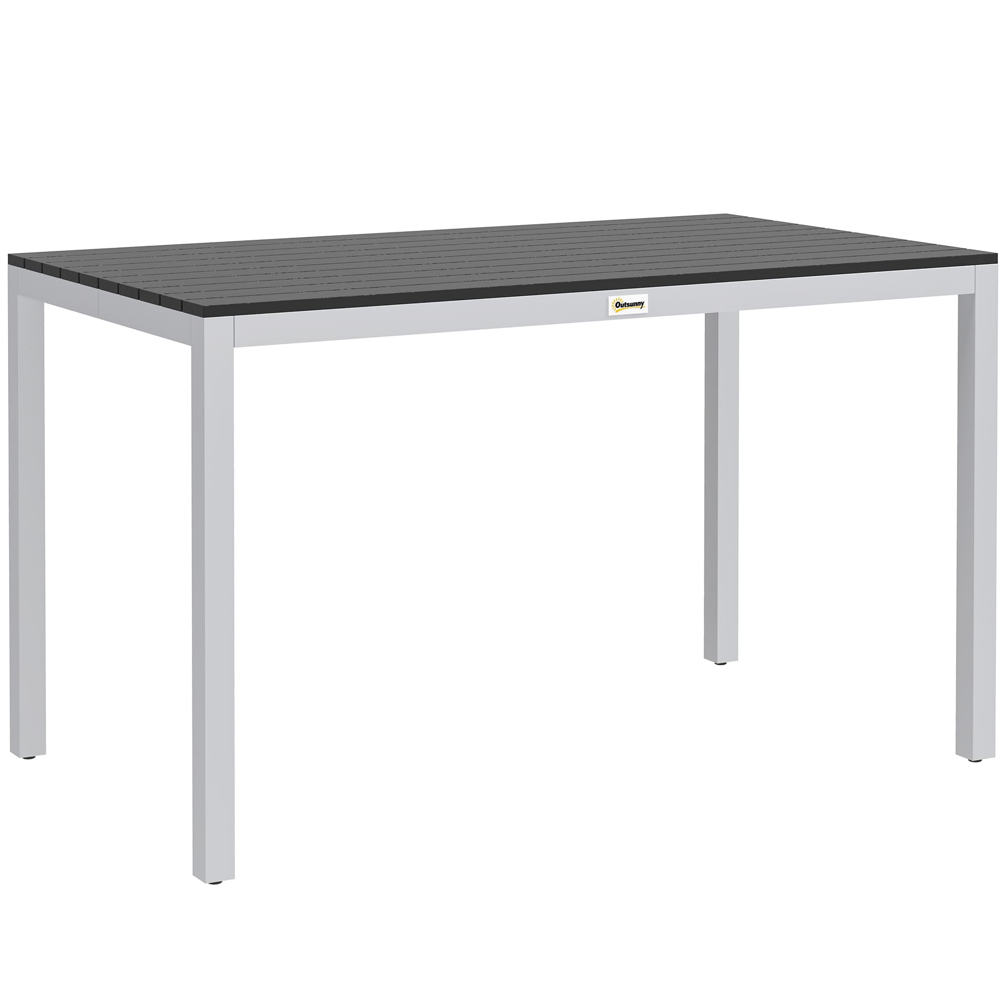 Outsunny Garden Table for 4-6, 120 x 70 cm Outdoor Dining Table with Rust-Resistant Aluminium Frame, Easy Maintenance Slatted Top, for Patio, Terrace, Balcony, Black