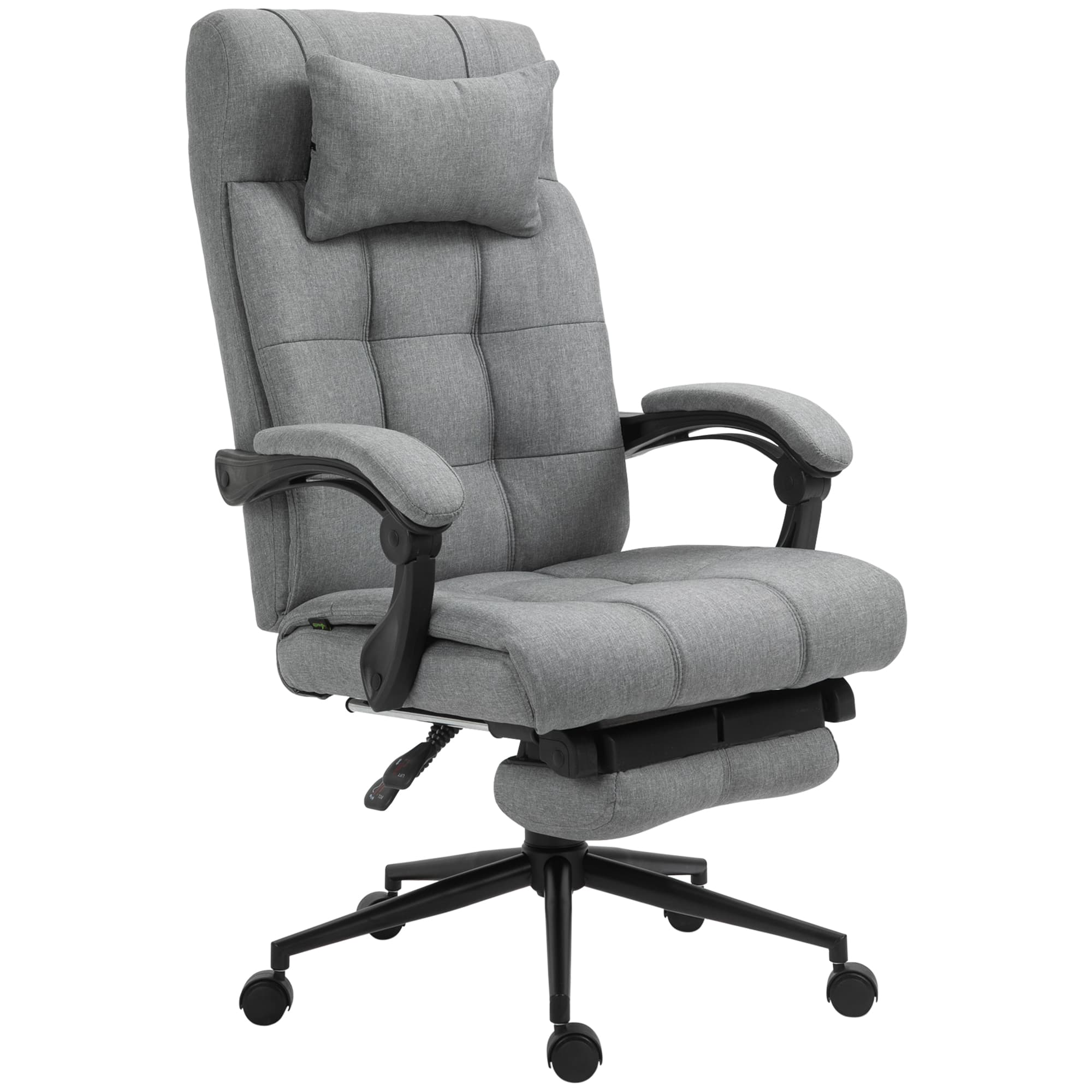 Vinsetto Ergonomic Desk Chair, High-Back Office Chair with Adjustable Height, Backrest, Footrest & Movable Wheels, Cat Scratch Resistant, Light Grey | Aosom UK