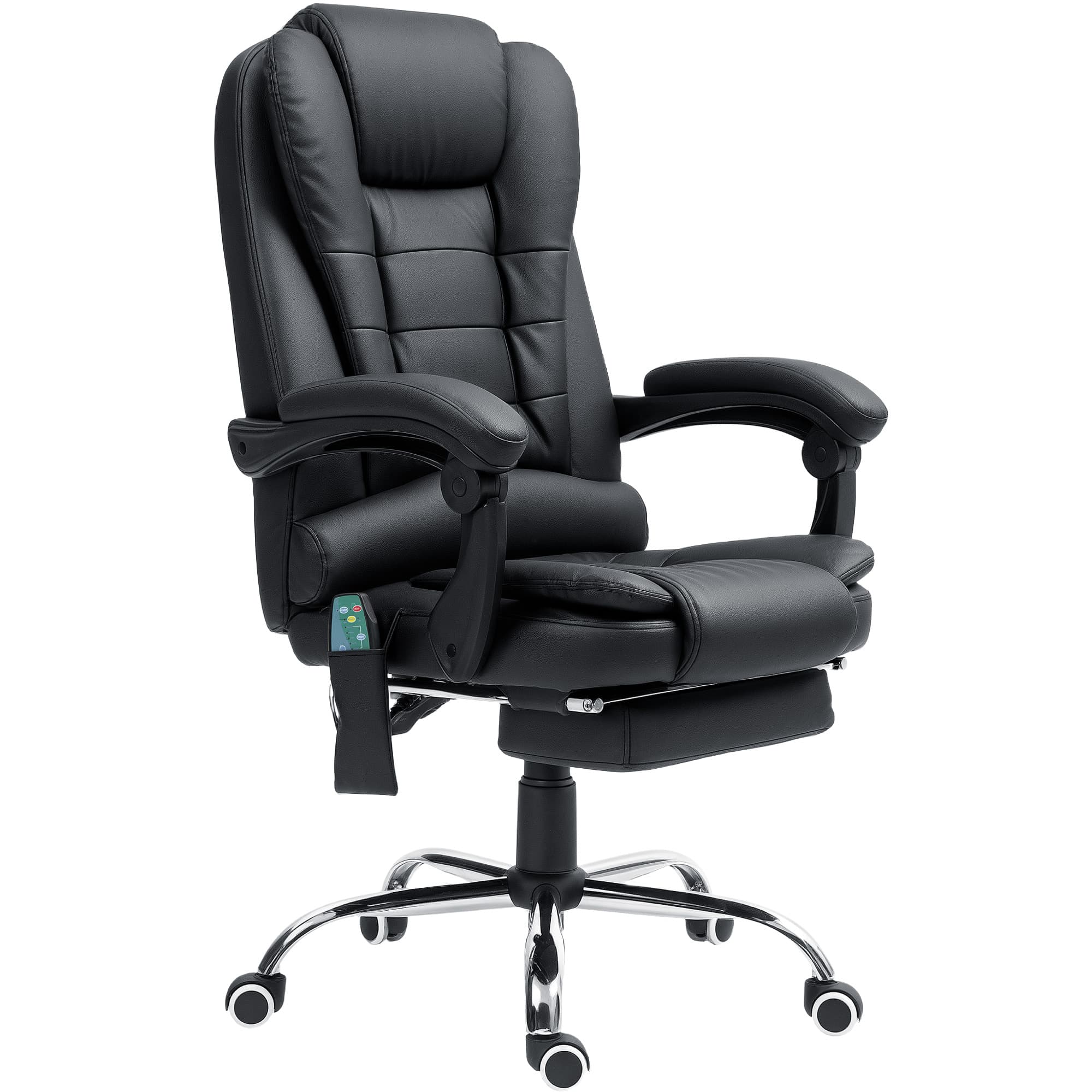 Vinsetto Heated Office Chair, 6-Point Vibration Massage, High-Back Ergonomic Recliner with Adjustable Swivel & Footrest, Black | Aosom UK