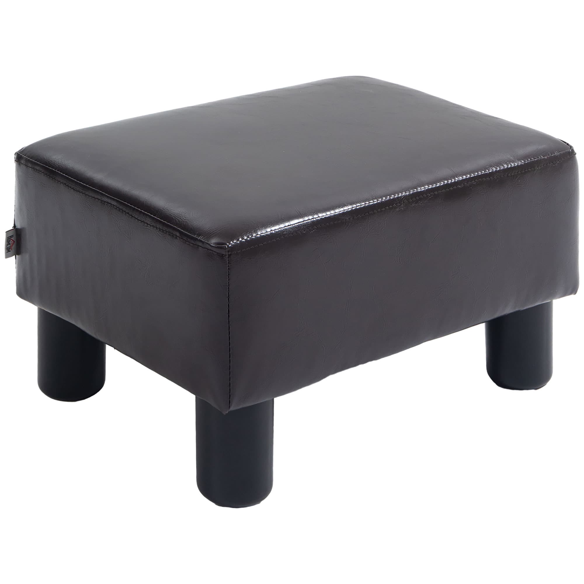 HOMCOM Ottoman Cube Footstool, PU Leather with 4 Plastic Legs, Versatile Furniture for Living Room, 45L x 45W x 45H cm, Black | Aosom UK